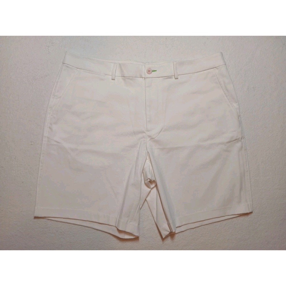 Lilly Pulitzer Mens Stuff Volk Shorts Size 38 White Flat Front Chino Golf 8"